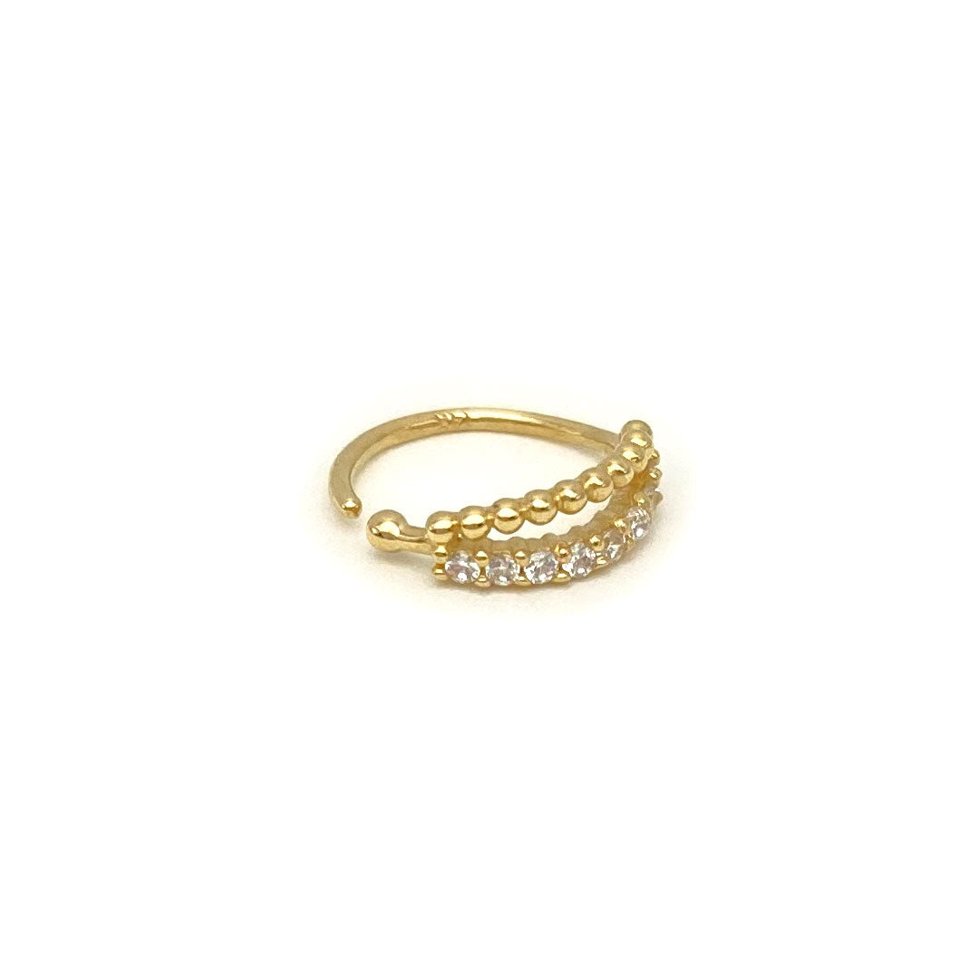 14k CZ Double Row Milgrain Nose Hoop